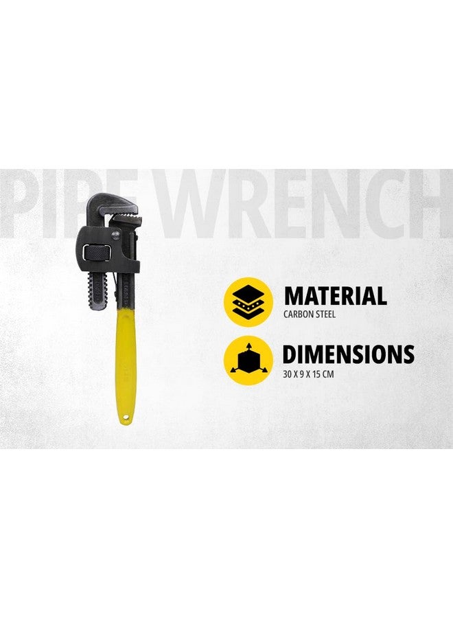STANLEY 71-642 12'' 300 mm Stilson Type Pipe Wrench Ideal for Construction & Heavy-Duty Applications for Industrial & Professional Use, YELLOW & BLACK - Image 2