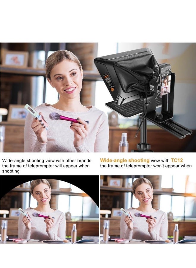 LENSGO TC12 Teleprompter for DSLR/Mirrorless Camera and Tablet up to 12.9 Inches, Professional Teleprompter for Video Recording, Vlogging, Live Streaming. - Image 4