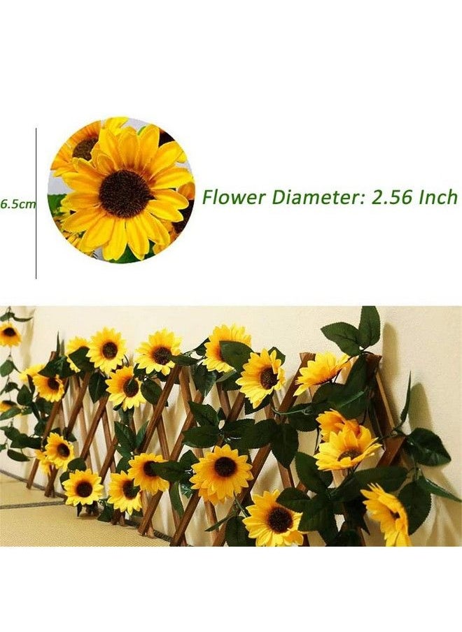 Elandy - 2Pcs 8.2Ft Artificial Sunflower Garland Silk Sunflower Vine With Green Leaves Hanging Sunflowers For Wedding Party Home Garden Decoration - Image 1