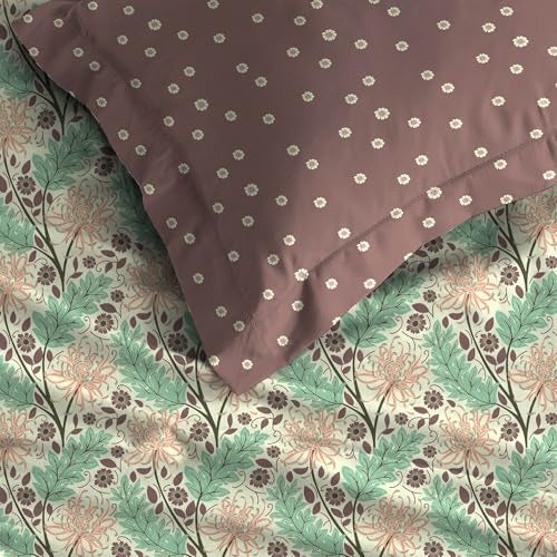MYTRIDENT Comfort Living Queen Sheet Set, 100% Cotton Bed Sheets for Double Bed, 3-Piece Set, 1 Bedsheet and 2 Pillowcases, Soft & Smooth 120 Thread Count, Queen Size Sheet, Serene Brown, 120 TC - Image 3