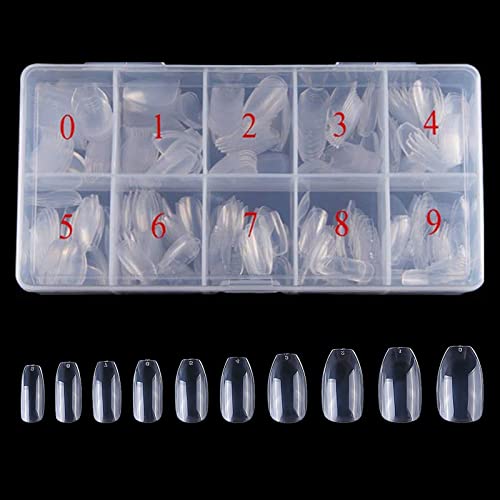 Beuniar Acrylic Clear Nails Tips Short Coffin 500PCS Ballerina Artificial False Nail Tip Full Cover 10 Sizes with Box for Art Salons & Home DIY - Image 1