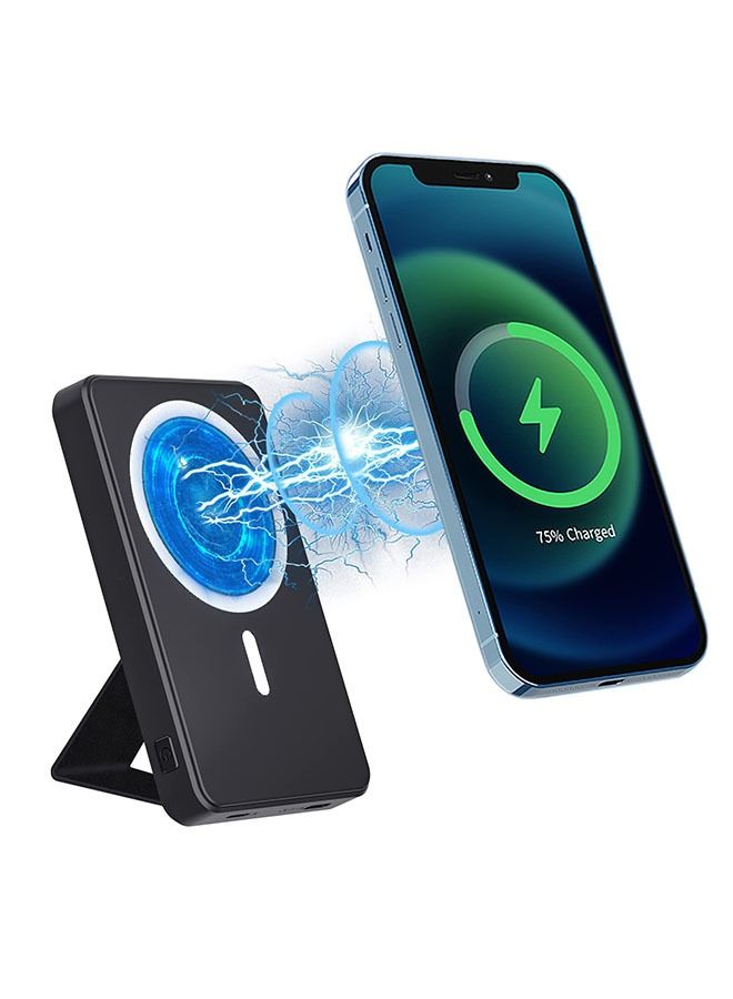 Arabest Magnetic Rechargeable Battery,5000mah Foldable Magnetic Rechargeable Battery,Wireless Portable Charger,Compatible with iPhone 12/13,Suitable as a Gift for Friends(Black)  - Image 1