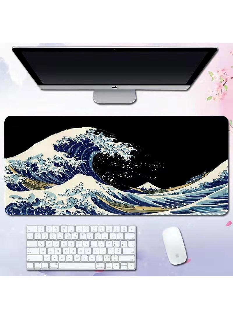 إسكدنيا نمط موجة مناسبة لألعاب القوى الإلكترونية لعبة الفأر وسادة توسيع وسادة كبيرة الجدول وسادة خياطة حافة لوحة الماوس وسادة الماوس طويلة وقاعدة المطاط المضادة للانزلاق وسادة الماوس 800x300x4mm - Image 1