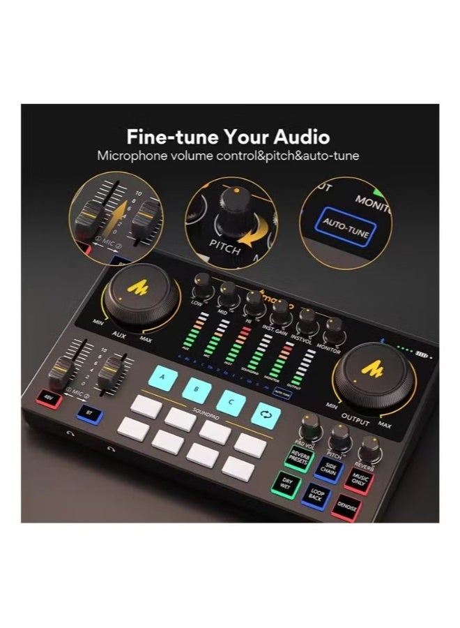 ماونو كارت صوت Maono AME2، وحدة إدخال صوتي Maonocaster، معدات بودكاست، مصفوفة متكاملة للستوديو للبث المباشر، الجيتار، الحاسوب - Image 3