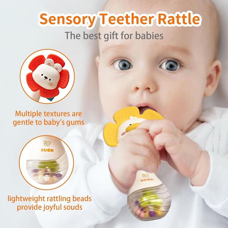 Baby Rattles, 2 PCS Sensory Toys with Beads Grasping Shaker for Infants - Image 3