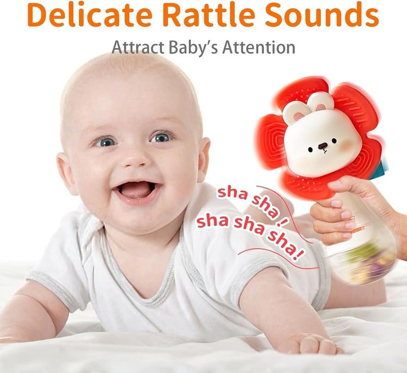 Baby Rattles, 2 PCS Sensory Toys with Beads Grasping Shaker for Infants - Image 5