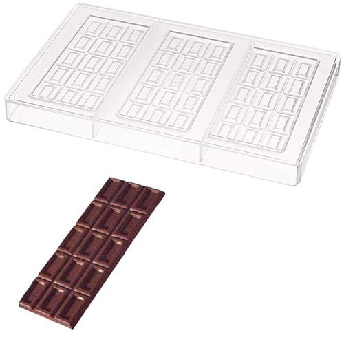 OCreme Clear Polycarbonate 1Piece Chocolate Mold Transparent Candy Mould DimpledRectangles Bar 3 Cavities