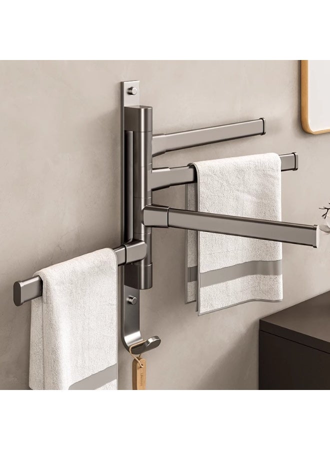 Swivel Towel Rack 4-Arm Towel Rack Space Saving Wall Mounted Towel Holder with Hook Towel Hanger for Bathroom, Kitchen - Image 3