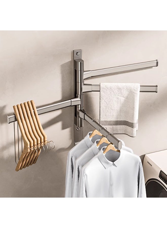 Swivel Towel Rack 4-Arm Towel Rack Space Saving Wall Mounted Towel Holder with Hook Towel Hanger for Bathroom, Kitchen - Image 5