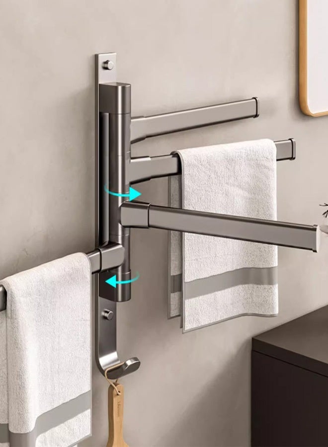 Swivel Towel Rack 4-Arm Towel Rack Space Saving Wall Mounted Towel Holder with Hook Towel Hanger for Bathroom, Kitchen - Image 1