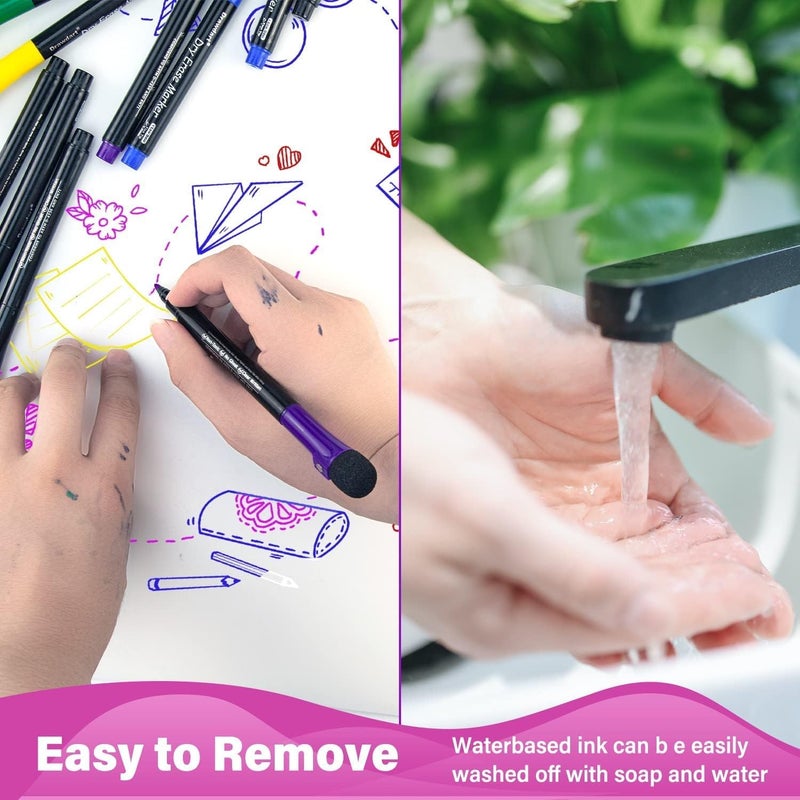 دي إم جي تك أقلام تحديد مغناطيسية قابلة للمسح الجاف، 12 لونًا من أقلام تحديد السبورة البيضاء مع غطاء ممحاة، أقلام تحديد للسبورة البيضاء منخفضة الرائحة، أقلام تحديد رقيقة قابلة للمسح الجاف للأطفال والمعلمين والأدوات المدرسية - Image 4