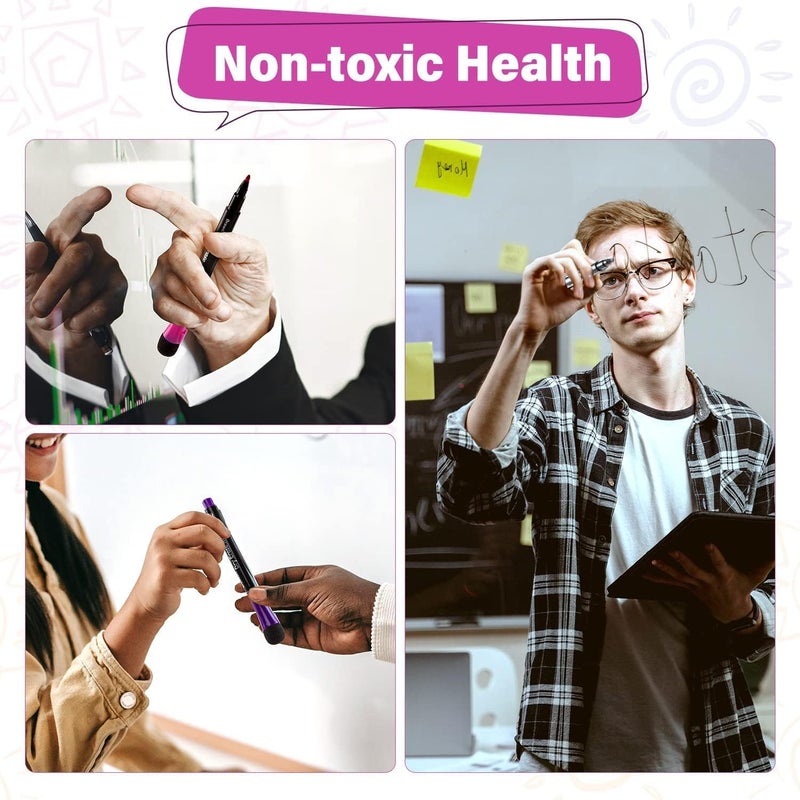 دي إم جي تك أقلام تحديد مغناطيسية قابلة للمسح الجاف، 12 لونًا من أقلام تحديد السبورة البيضاء مع غطاء ممحاة، أقلام تحديد للسبورة البيضاء منخفضة الرائحة، أقلام تحديد رقيقة قابلة للمسح الجاف للأطفال والمعلمين والأدوات المدرسية - Image 2