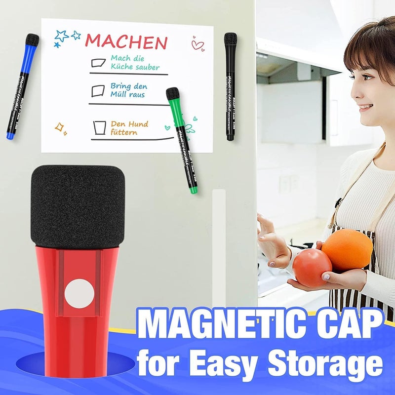 دي إم جي تك أقلام تحديد مغناطيسية قابلة للمسح الجاف، 12 لونًا من أقلام تحديد السبورة البيضاء مع غطاء ممحاة، أقلام تحديد للسبورة البيضاء منخفضة الرائحة، أقلام تحديد رقيقة قابلة للمسح الجاف للأطفال والمعلمين والأدوات المدرسية - Image 3