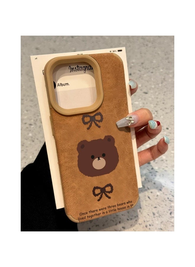 NIBEMINENT Little Bear Head Protective TPU Case Cover For iPhone 16 Pro, Brown - Image 1