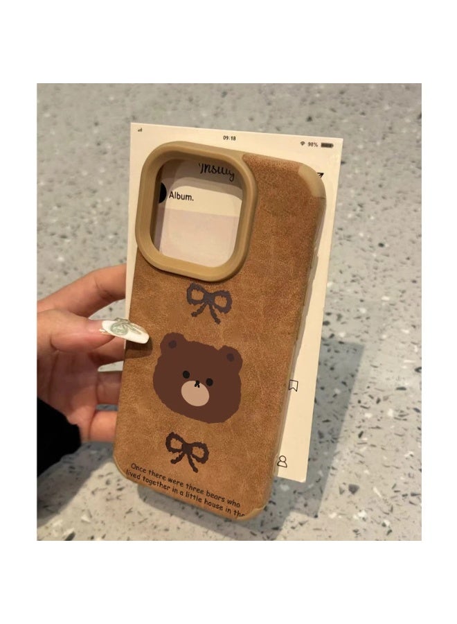 NIBEMINENT Little Bear Head Protective TPU Case Cover For iPhone 16 Pro, Brown - Image 2