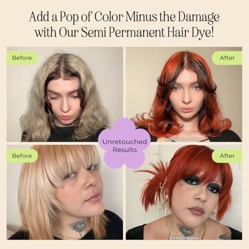 INH Semi Permanent Hair Color | Color Depositing Conditioner | Orange Hair Dye | No Bleach, No Peroxide Temporary Fire Opal Tint for Women & Men | Vegan, Ammonia Free, Sulfate Free | Ready to Use, 6oz - Image 2