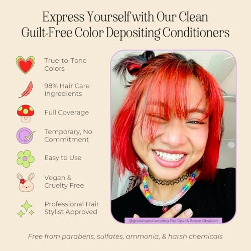 INH Semi Permanent Hair Color | Color Depositing Conditioner | Orange Hair Dye | No Bleach, No Peroxide Temporary Fire Opal Tint for Women & Men | Vegan, Ammonia Free, Sulfate Free | Ready to Use, 6oz - Image 4