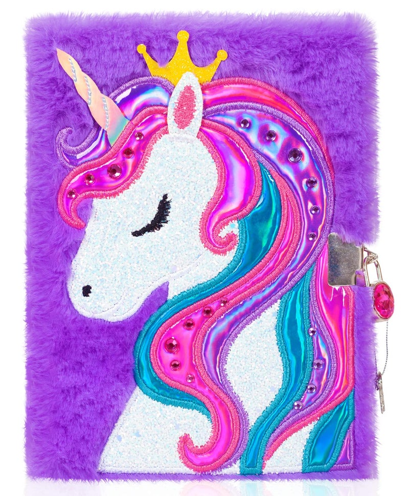 YOYTOO Unicorn Diary for Girls with Lock Plush Unicorn Toys Gift for Teen Girls Kids Unicorn Writing Journal Notebook Birthday Gifts for Little Girls Ages 5 6 7 8 9 1012 Year Old - Image 3