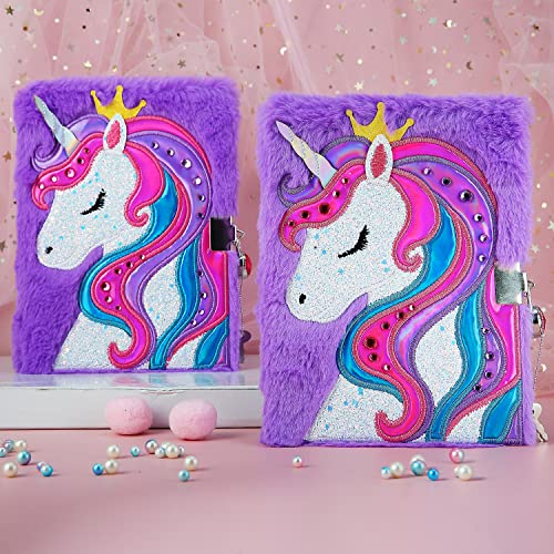 YOYTOO Unicorn Diary for Girls with Lock Plush Unicorn Toys Gift for Teen Girls Kids Unicorn Writing Journal Notebook Birthday Gifts for Little Girls Ages 5 6 7 8 9 1012 Year Old - Image 5