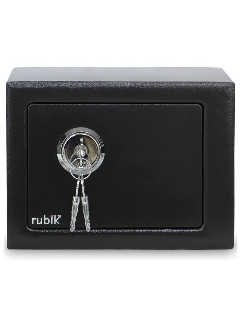Rubik Mini Safe Box with Key Lock For Home Office Hotel Jewelry Passport Watches Cash Storage (Size 23x17x17cm) Black  - Image 4