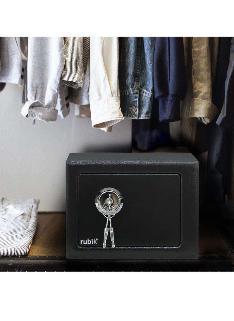 Rubik Mini Safe Box with Key Lock For Home Office Hotel Jewelry Passport Watches Cash Storage (Size 23x17x17cm) Black  - Image 3