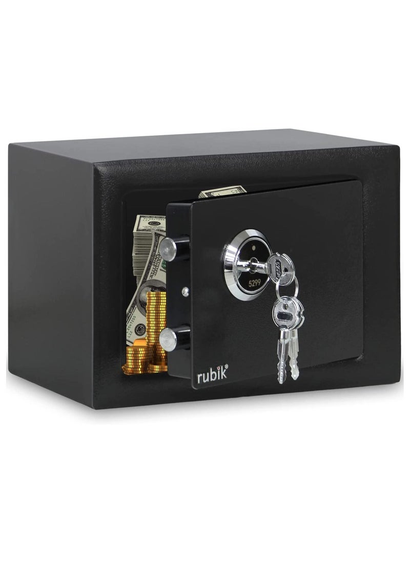 Rubik Mini Safe Box with Key Lock For Home Office Hotel Jewelry Passport Watches Cash Storage (Size 23x17x17cm) Black  - Image 1