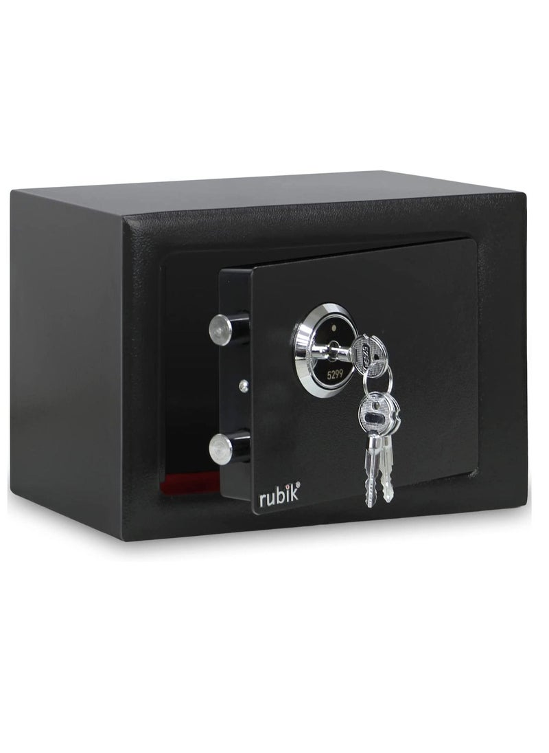 Rubik Mini Safe Box with Key Lock For Home Office Hotel Jewelry Passport Watches Cash Storage (Size 23x17x17cm) Black  - Image 5