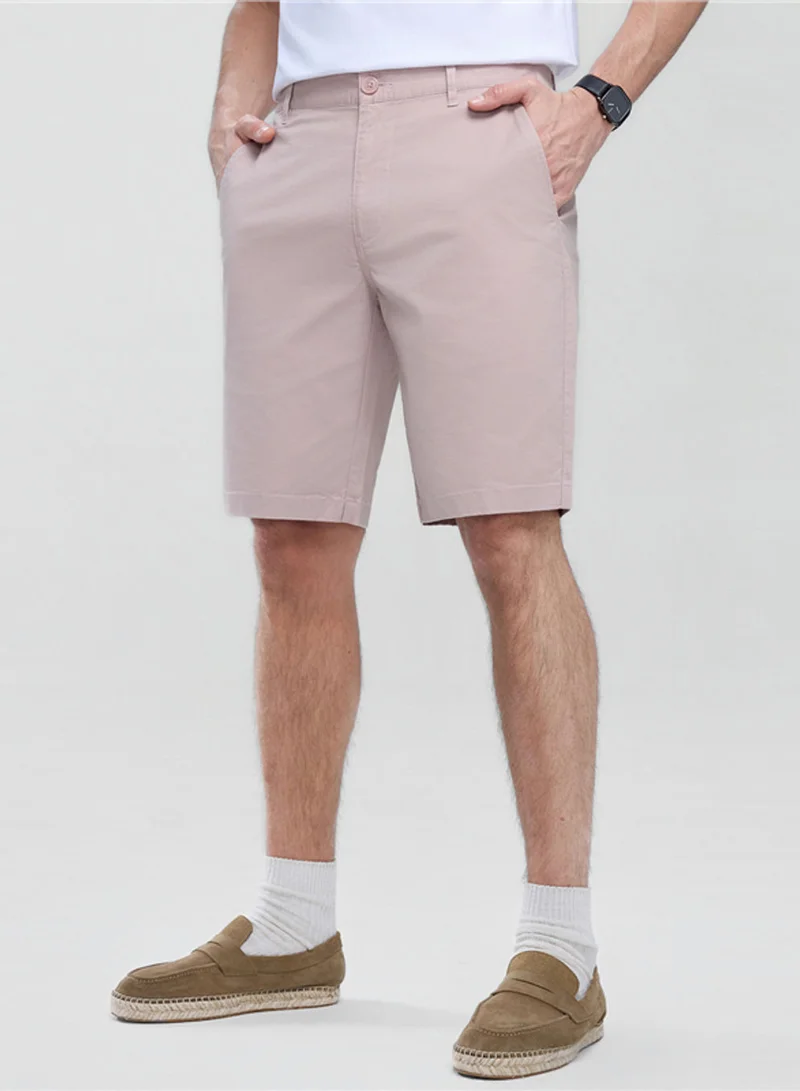 Men’s Slim Twill Bermuda Shorts with Stretch Waist
