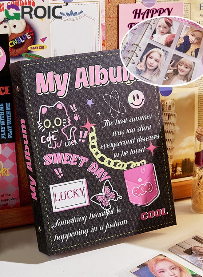 GROIC Polaroid Photo Album, American Retro, Black Cat,  Photo Album for Fujifilm Instax Mini Camera, Polaroid Mini Camera,Polaroid Snap Kpop Photocard Holder Book - Image 1