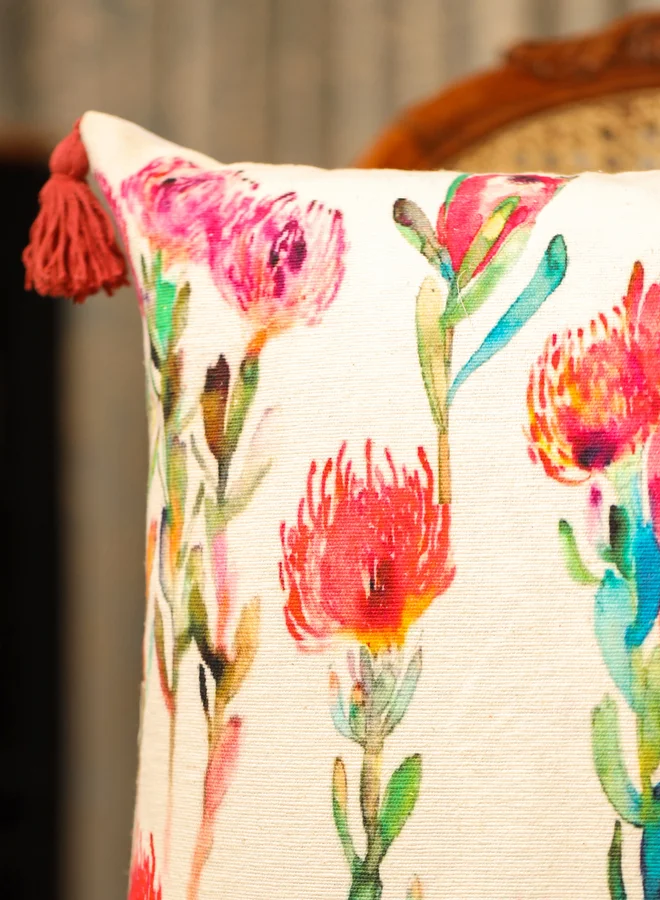 سانسكريتي هومز sanskrutihomes Floral Print Square Velvet Cushion Cover - 45 x 45 cm
