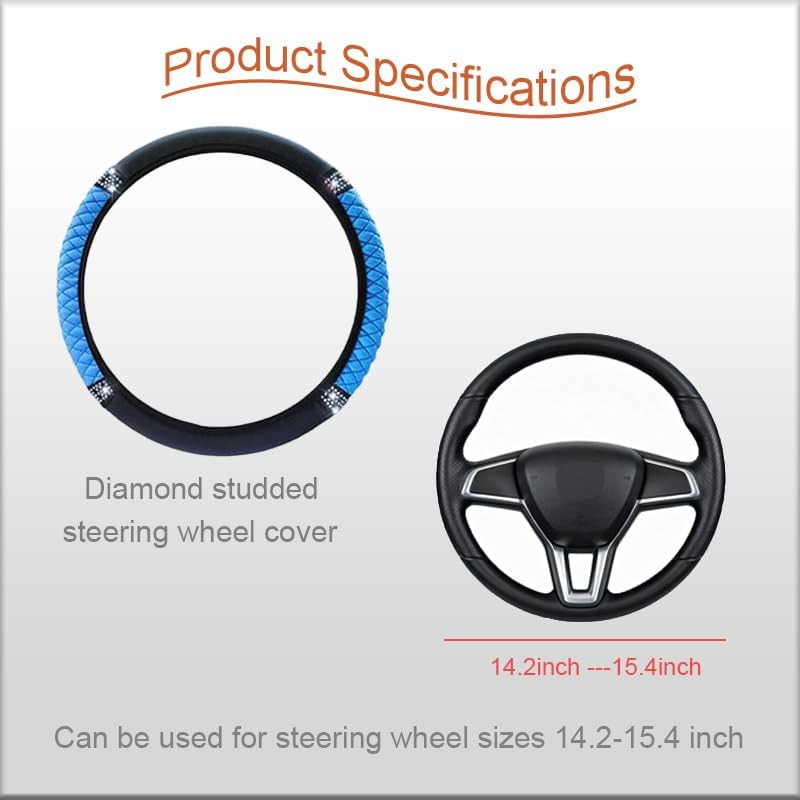 WLERIR Microfiber Leather Steering Wheel Cover with Anti-Slip Lining Universal Car Accessory for Steering Wheel with a Diameter of 14.5-15 inch (Black) - Image 1