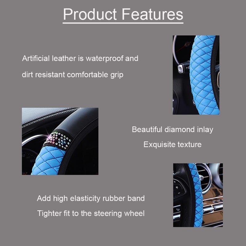 WLERIR Microfiber Leather Steering Wheel Cover with Anti-Slip Lining Universal Car Accessory for Steering Wheel with a Diameter of 14.5-15 inch (Black) - Image 2