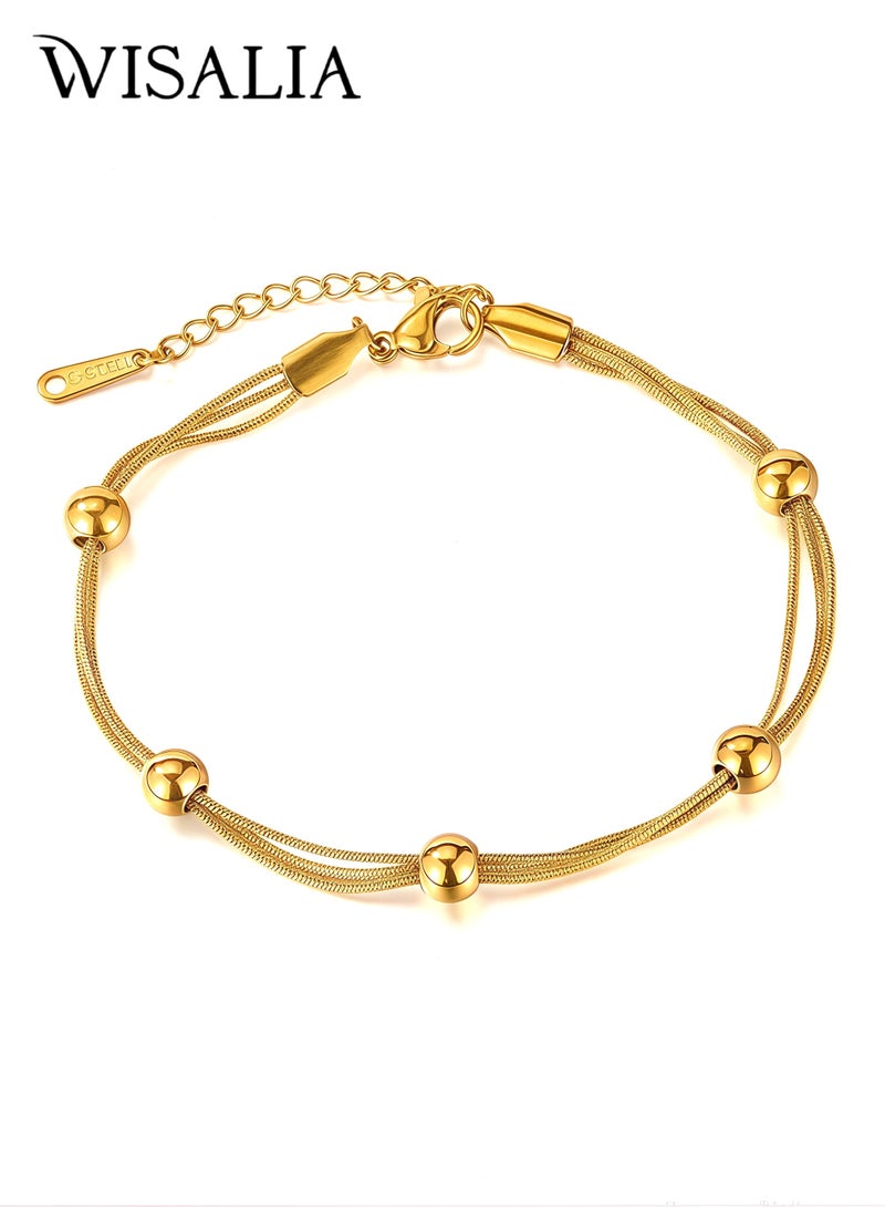 Wisalia Elegant Multi-Layer Gold Bracelet for Women - Fashionable Stackable Bangle, Dainty Daily Jewelry Gift for Her - Image 1