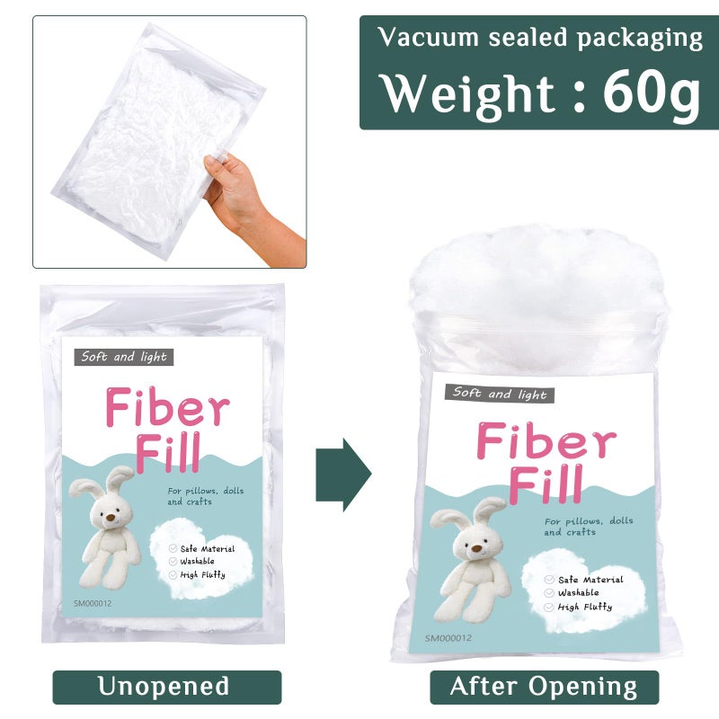 LOKUNN 2.12oz/60g Polyester Fiber, (2.12oz~3.97lb) Polyester Fiber Fill, Stuffing for Stuffed Animals, High Resilience Crochet Stuffing, Fill Fiber for Stuffed DIY Crafts - Image 3