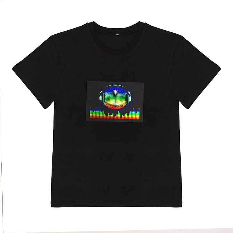 led voice control light-emitting clothes electric sound trembles the same style Net red disco T-shirt battery male couple short sleeve music talk Star Wars