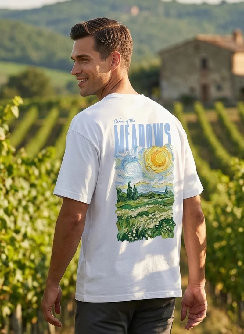 Nobero White Men Oversized Graphic Printed T-shirt for Men | Best Price UAE