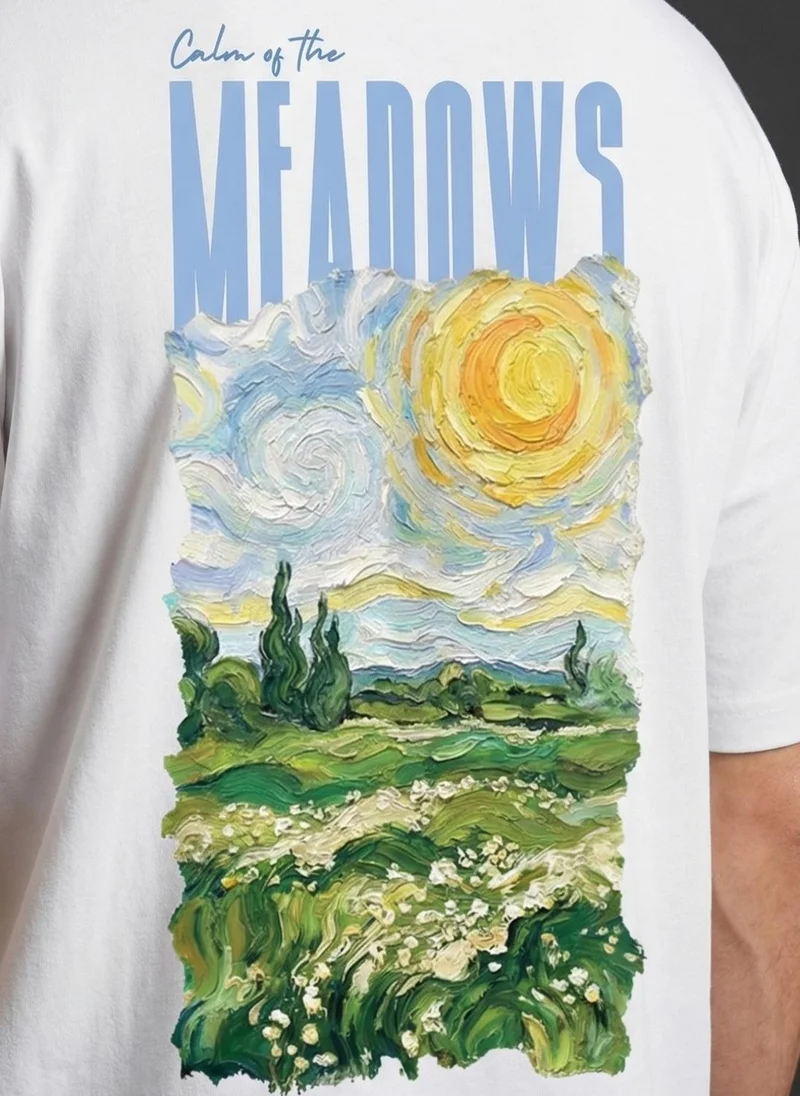 Nobero White Men Oversized Graphic Printed T-shirt for Men | Best Price UAE