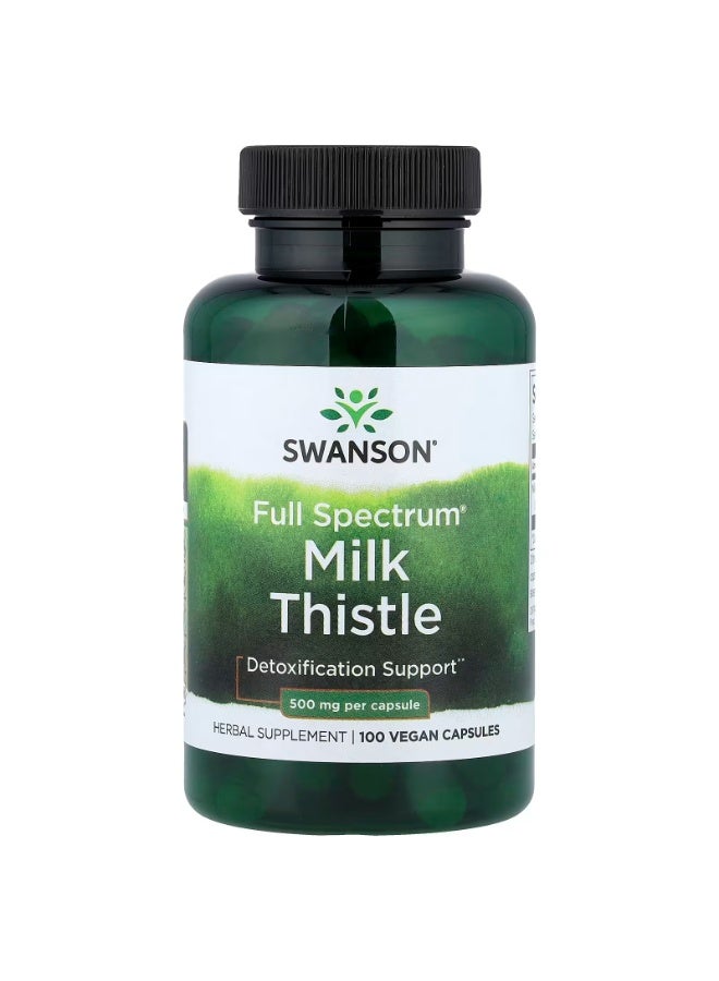 SWANSON Full Spectrum Milk Thistle, 500 mg, 100 Vegan Capsules - Image 1