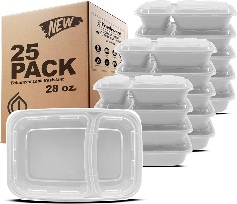 Freshware Meal Prep Containers 3 Compartment with Lids Food Storage Containers Bento Box Stackable  Meal Prep Containers 2 Compartment with Lids Food Storage Containers Grey - Image 5