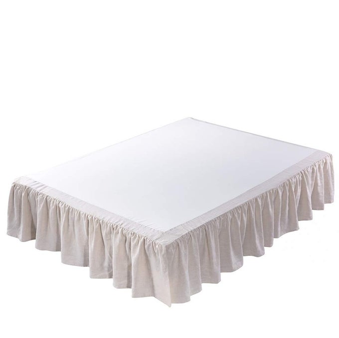 WASHED LINEN BEDSKIRT QUEEN SIZE 60 W X 80 L DROP 16 SUPER SOFT RUFFLE NATURAL LINEN COLOR