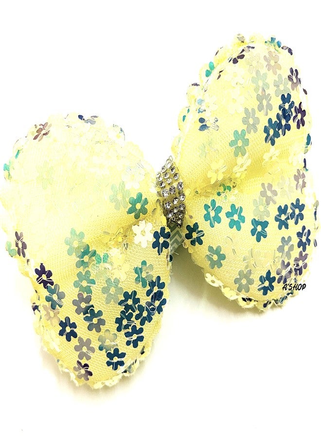 A'SHOP Shiny Net Sequin Big Bow Side Hair Pin or Clip for Girls, Girl Child, Baby (Any 1 Color) - Set of 1 - Image 2