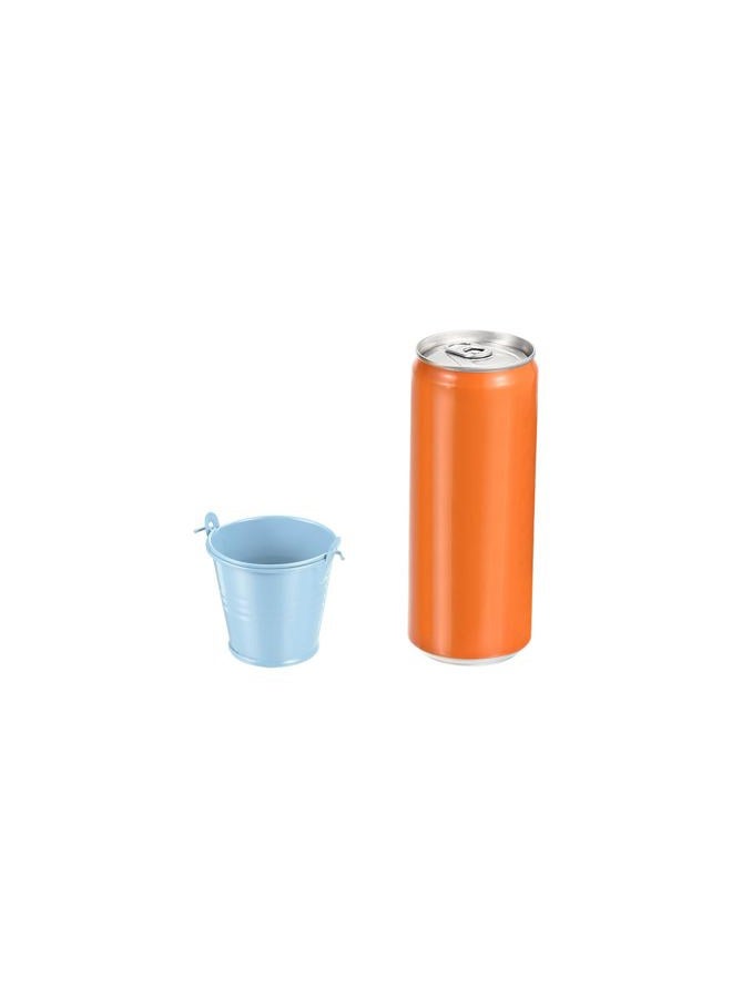 PATIKIL 2"x2" Small Metal Bucket, 6 Pack Mini Colorful Buckets Cute Candy Tiny Decorative Pails with Handles for Crafts Party Favors, Light Blue  - Image 3
