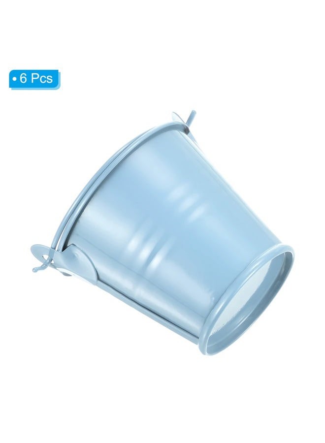 PATIKIL 2"x2" Small Metal Bucket, 6 Pack Mini Colorful Buckets Cute Candy Tiny Decorative Pails with Handles for Crafts Party Favors, Light Blue  - Image 4