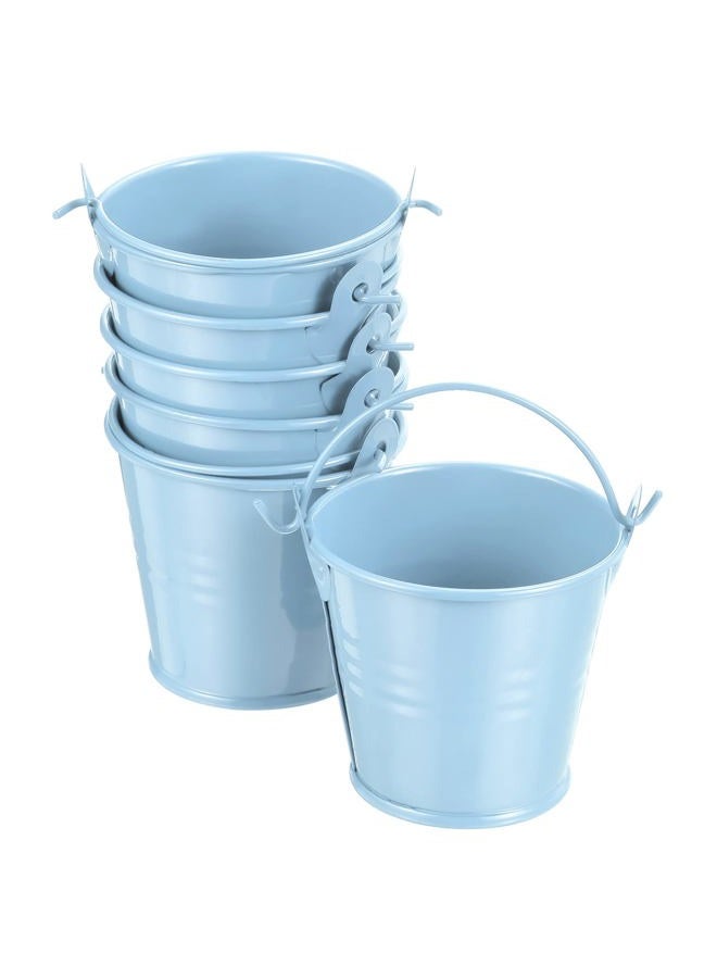PATIKIL 2"x2" Small Metal Bucket, 6 Pack Mini Colorful Buckets Cute Candy Tiny Decorative Pails with Handles for Crafts Party Favors, Light Blue  - Image 1