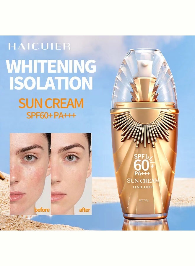 HAICUIER Isolated Sunscreen SPF60 High Protection Sunscreen Refreshing and Non-Greasy Sun Protection Lotion 50g - Image 2