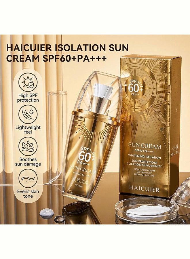 HAICUIER Isolated Sunscreen SPF60 High Protection Sunscreen Refreshing and Non-Greasy Sun Protection Lotion 50g - Image 3