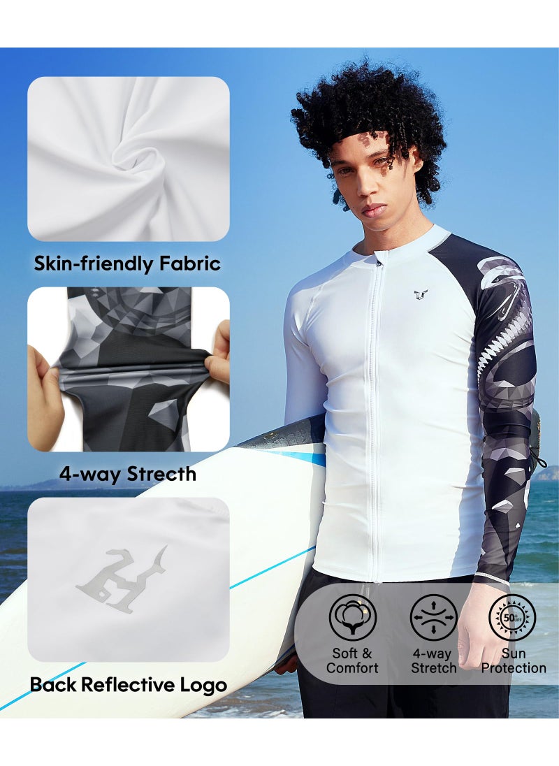 HUGE SPORTS HUGE SPORTS Men's Swim Shirts Long Sleeve Zip Rash Guard UPF 50+ Sun Protective Quick Drying (Cobra, M)  - Image 5