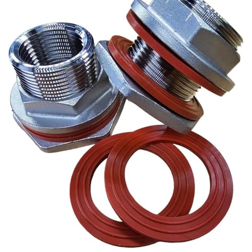 MINIBREW 1 NPT SS304 Heavy Duty EZ Seal Weldless Bulkhead wBUNAN Gaskets - Image 1