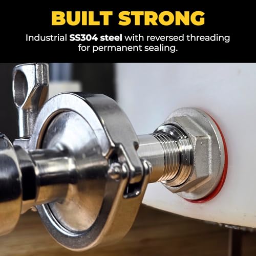 MINIBREW 1 NPT SS304 Heavy Duty EZ Seal Weldless Bulkhead wBUNAN Gaskets - Image 3