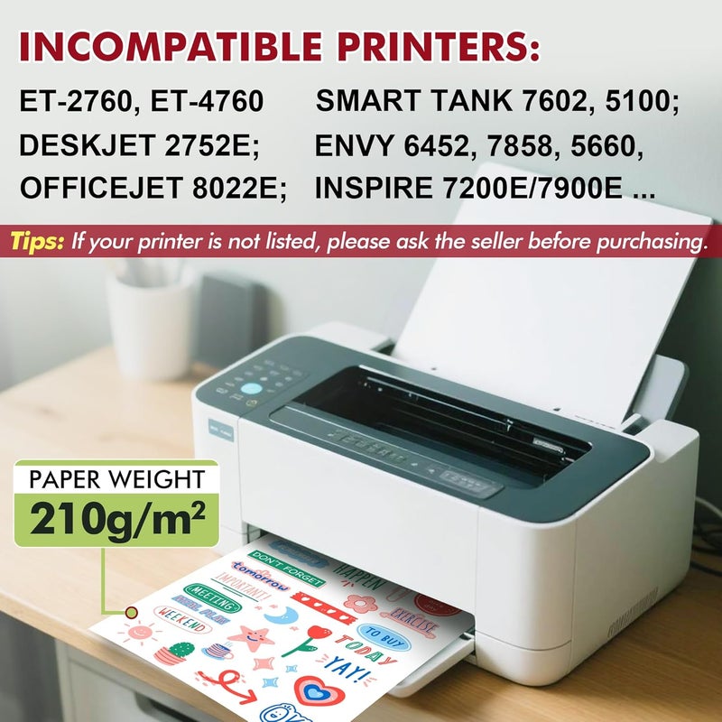 A-SUB Clear Sticker Paper for Inkjet Printers - Waterproof Translucent Printable Vinyl Sticker Paper - 15 Sheets 8.5x11 Inch Glossy Clear Label Paper for Custom Decals - Image 3
